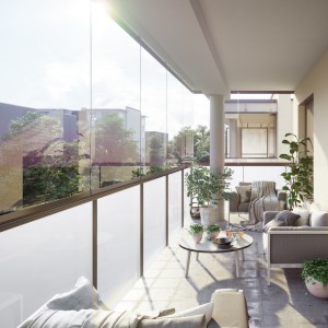 Przykładowa wizualizacja balkonu przynależnego do mieszkania nr 5 budynku Krzycka 73